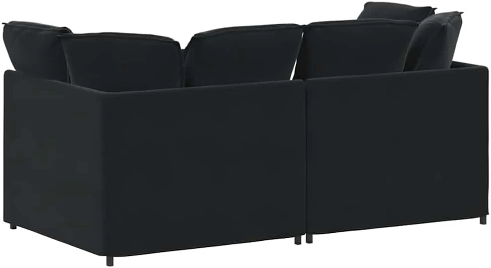 Modulinė sofa su pagalvėlėmis, aksominė, juoda
