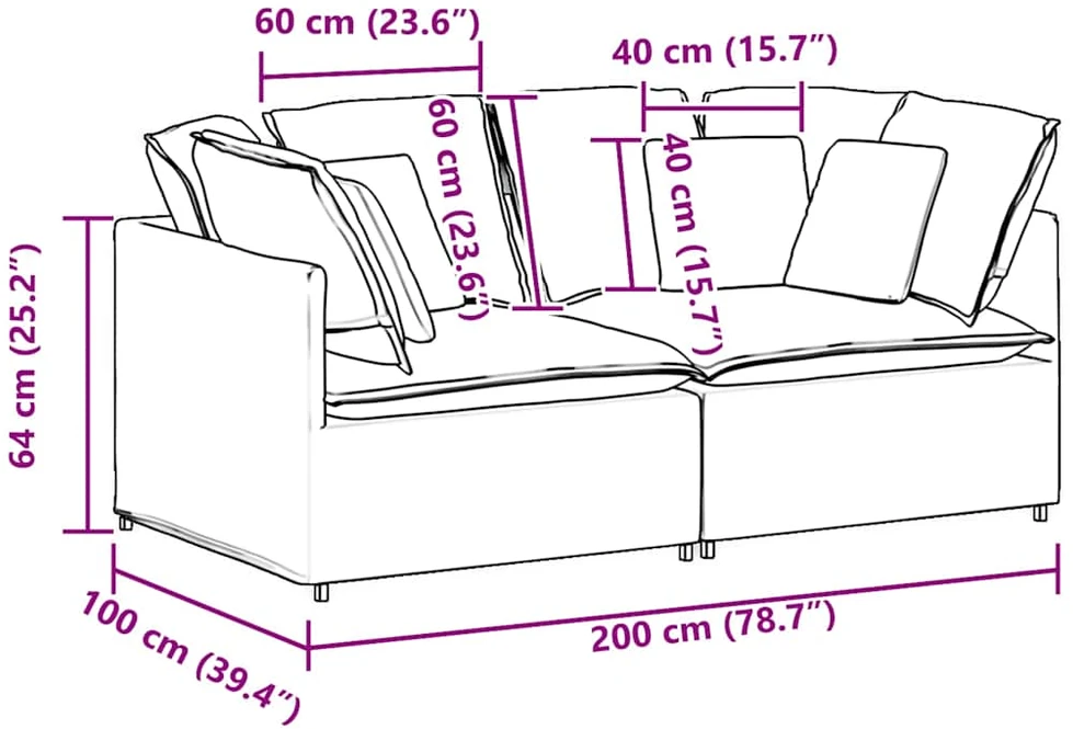 Modulinė sofa su pagalvėlėmis, aksominė, šviesiai pilka