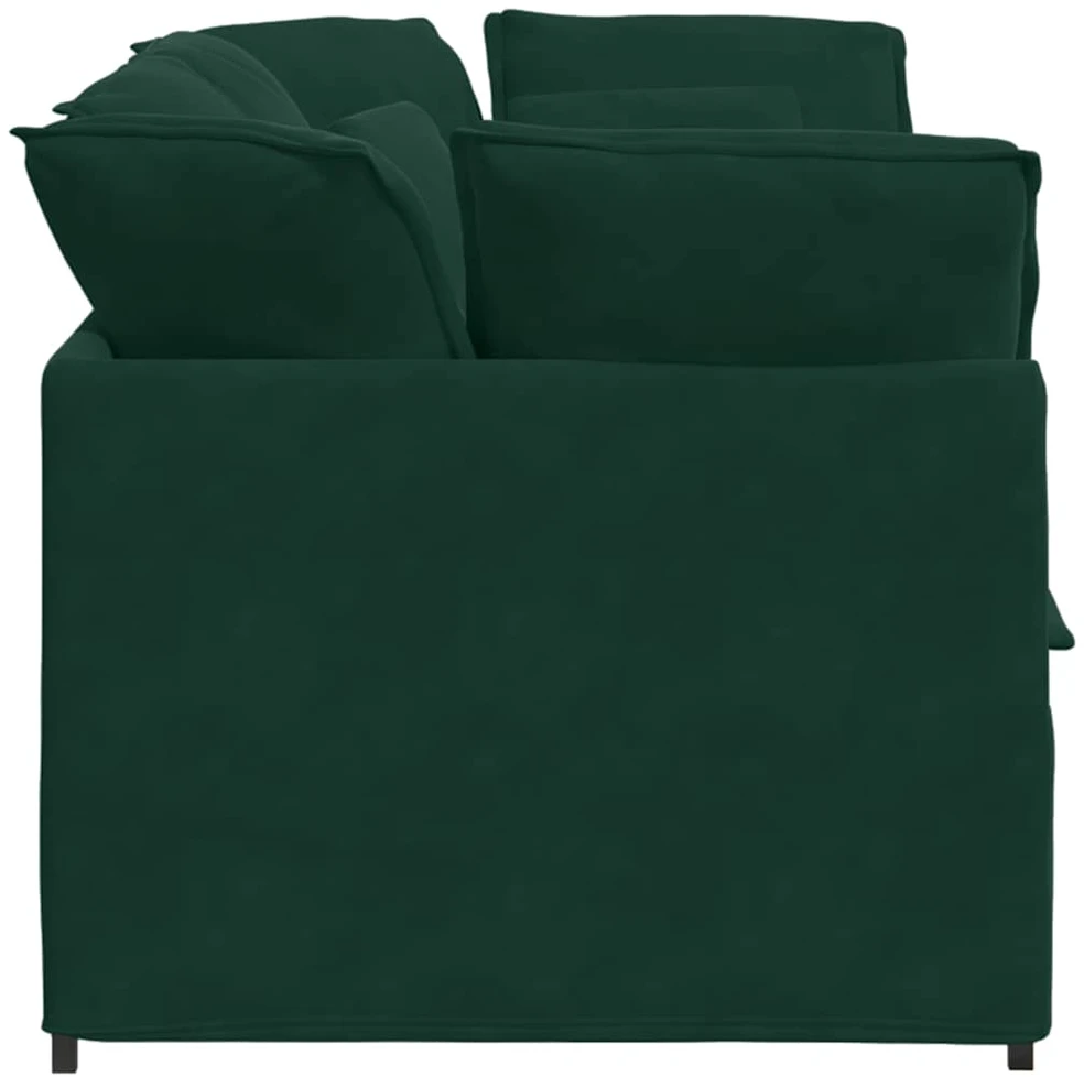 Modulinė sofa su pagalvėlėmis, aksominė, tamsiai žalia