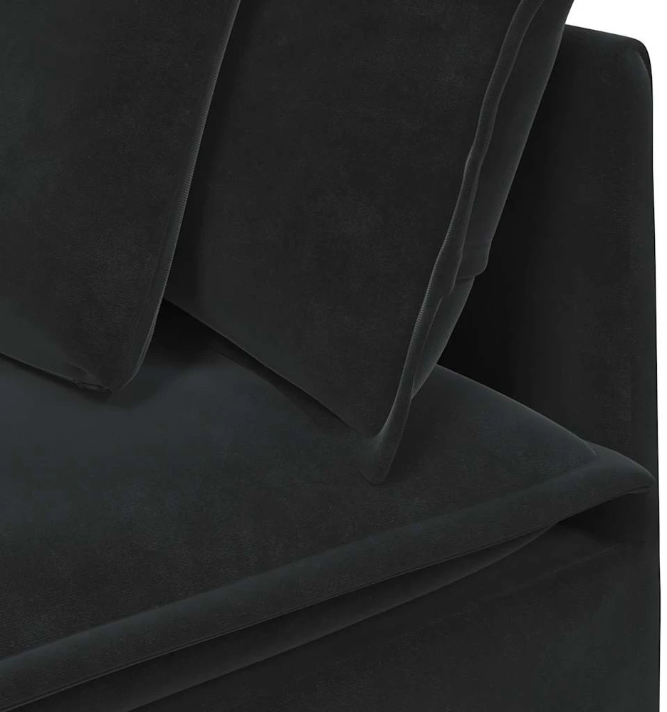 Modulinė sofa su pagalvėlėmis, aksominė, juoda