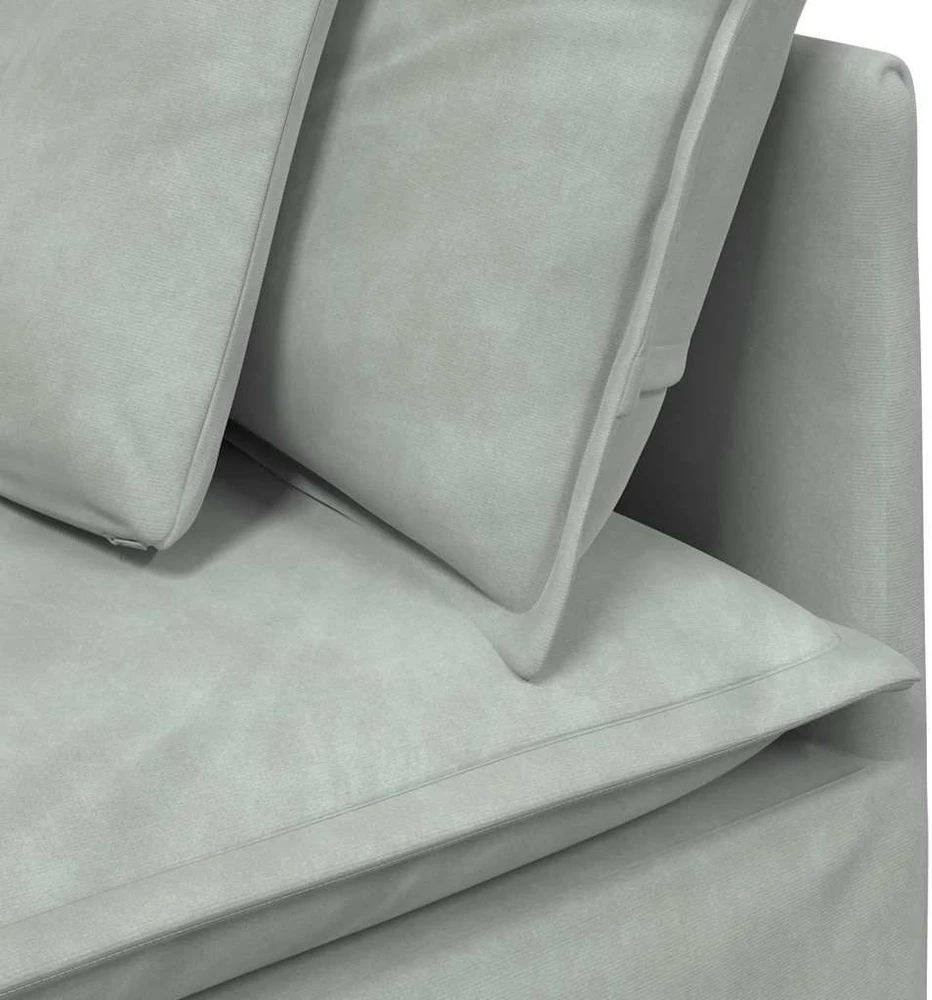 Modulinė sofa su pagalvėlėmis, aksominė, šviesiai pilka