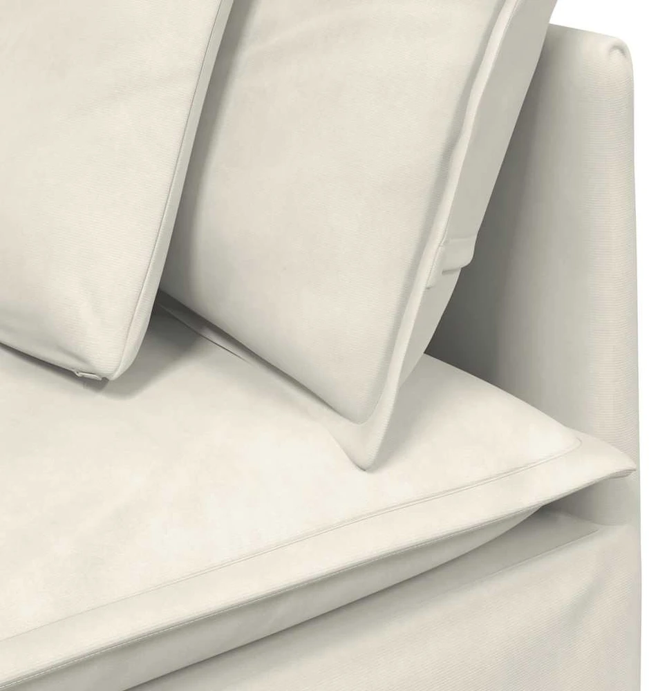 Modulinė sofa su pagalvėlėmis, aksominė, kreminės spalvos