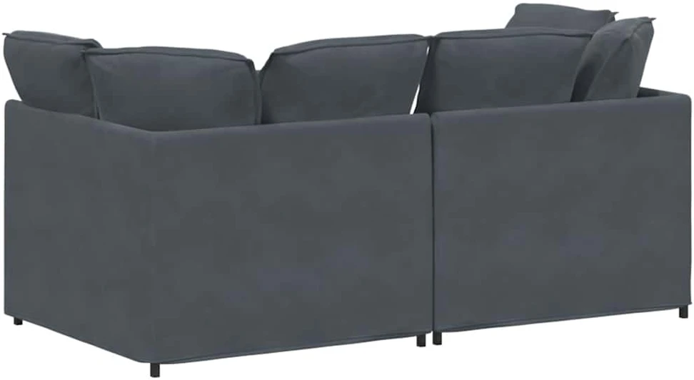 Modulinė sofa su pagalvėlėmis, aksominė, tamsiai pilka