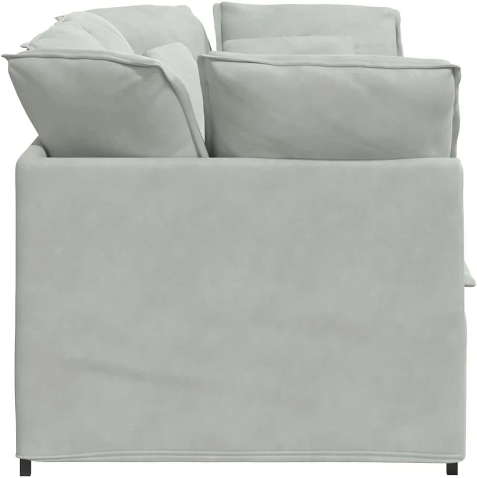 Modulinė sofa su pagalvėlėmis, aksominė, šviesiai pilka