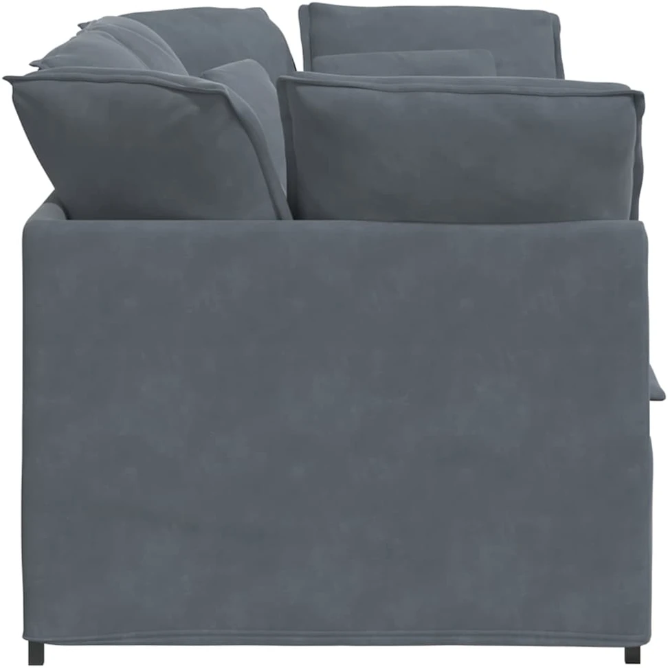Modulinė sofa su pagalvėlėmis, aksominė, tamsiai pilka