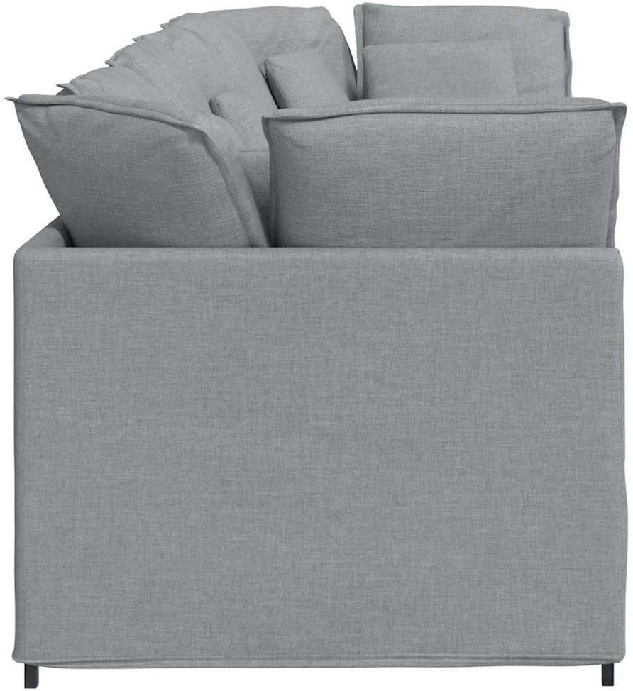 Modulinė sofa su pagalvėlėmis, audinys, šviesiai pilka