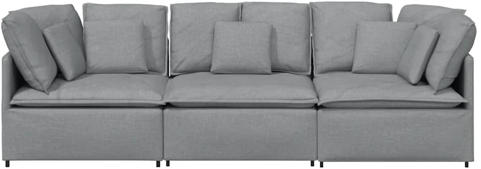 Modulinė sofa su pagalvėlėmis, audinys, šviesiai pilka