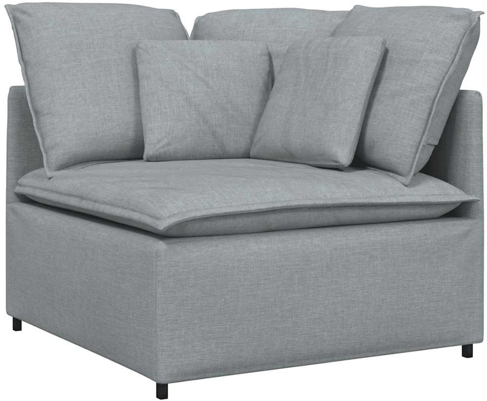 Modulinė sofa su pagalvėlėmis, audinys, šviesiai pilka