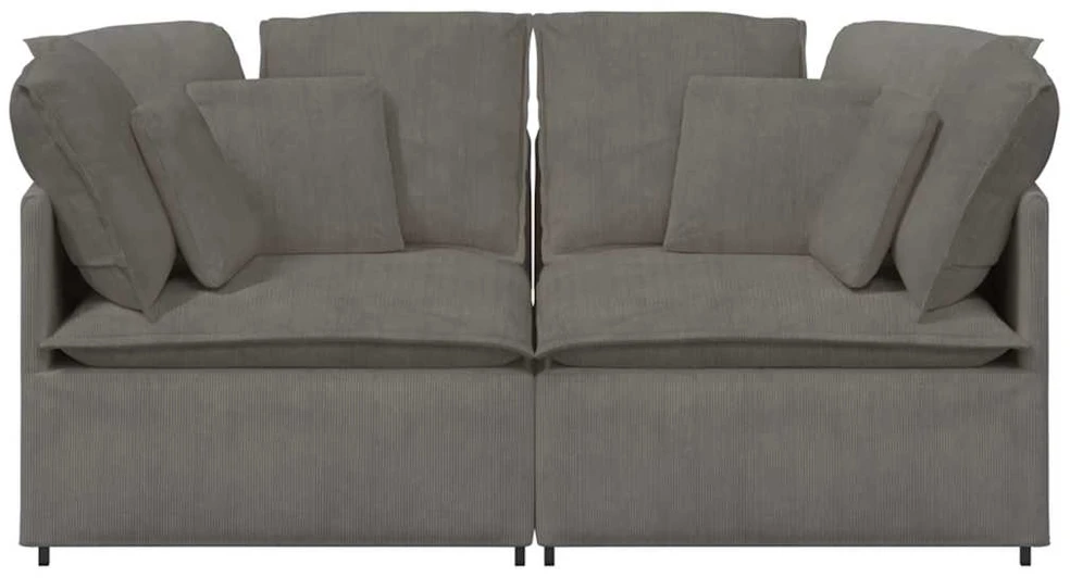 Modulinė sofa su pagalvėlėmis, šviesiai pilka, velvetas, audinys