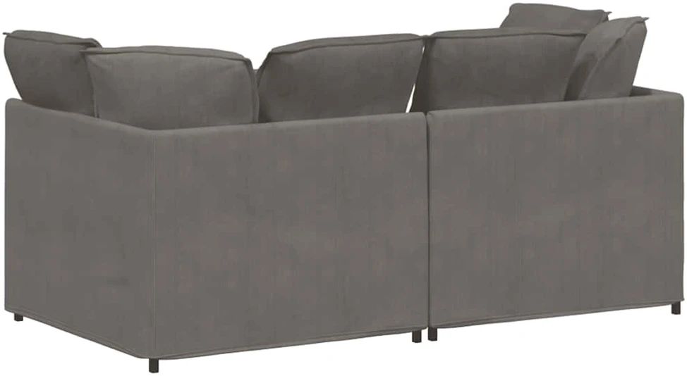 Modulinė sofa su pagalvėlėmis, šviesiai pilka, velvetas, audinys