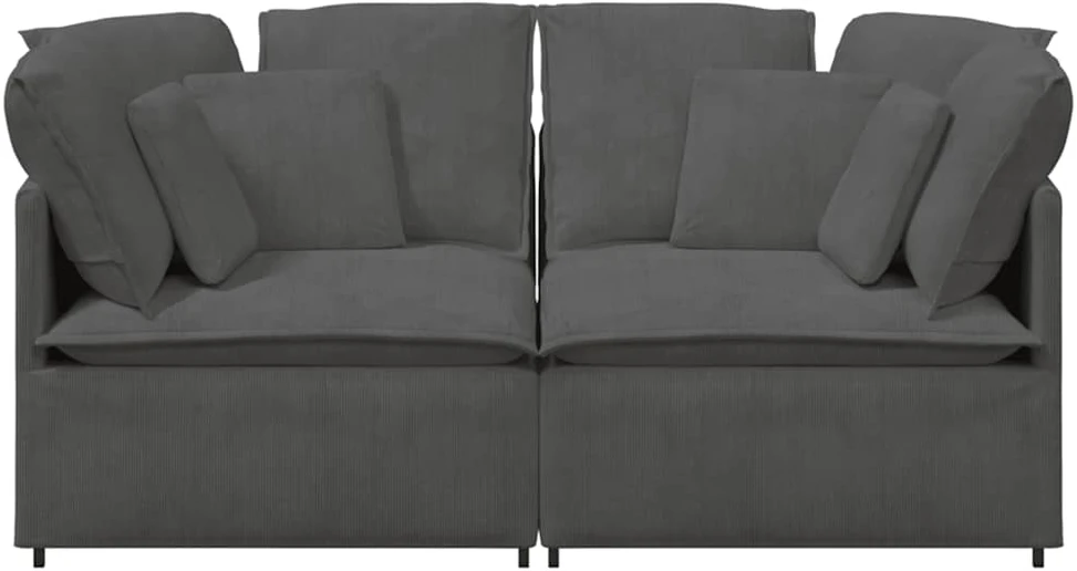 Modulinė sofa su pagalvėlėmis, velvetas, tamsiai pilka
