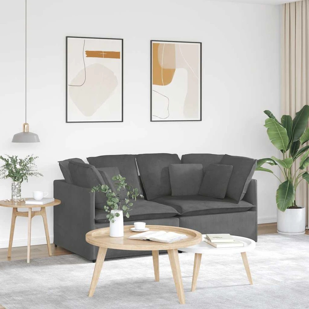 Modulinė sofa su pagalvėlėmis, velvetas, tamsiai pilka