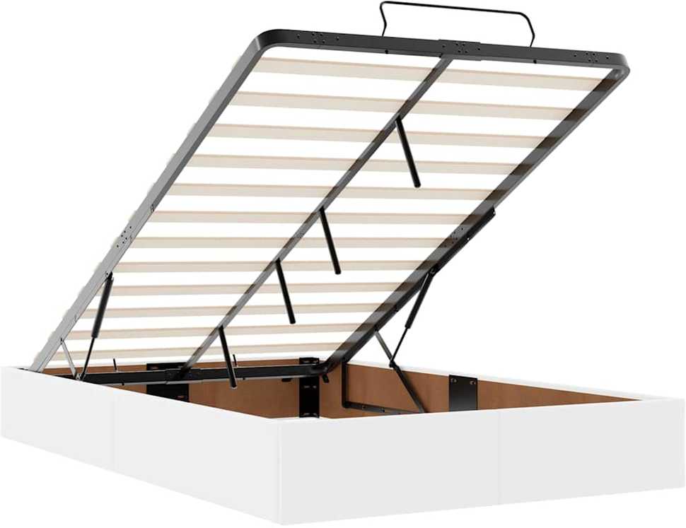 Osmanų lovos rėmas su čiužiniu, balta, 120x190cm, dirbtinė oda