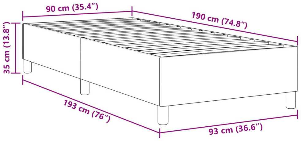 Lova Platforminės lovos rėmas Tamsiai pilka 90 x 190 cm