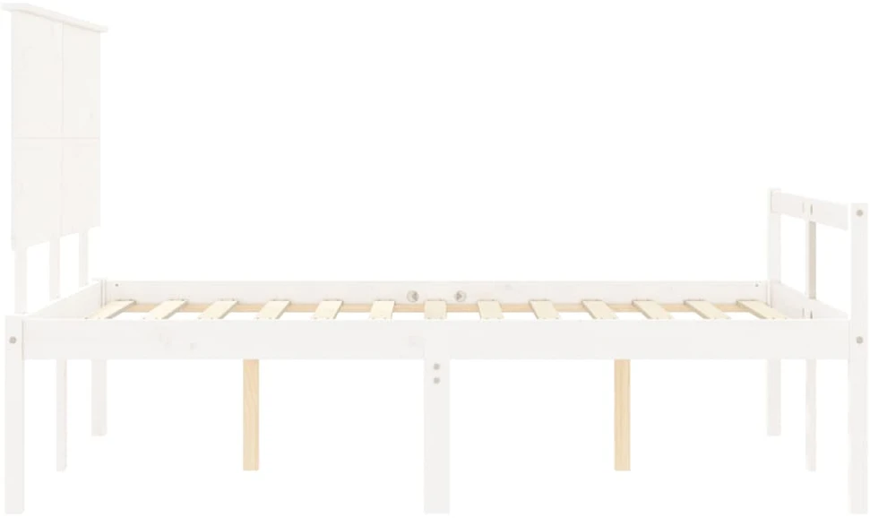 Lova senjorams su galvūgaliu, baltas, 120x200 cm, mediena