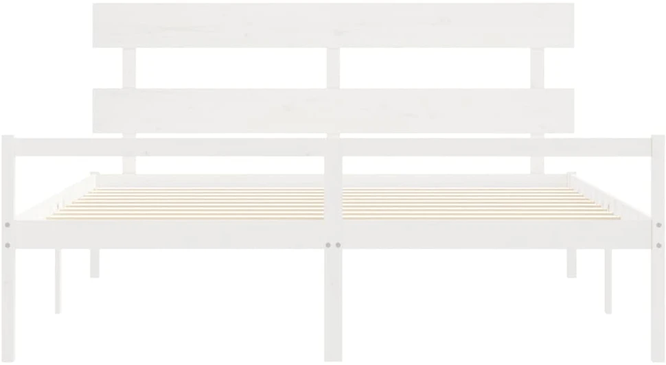 Lova senjorams su galvūgaliu, baltas, 200x200 cm, mediena