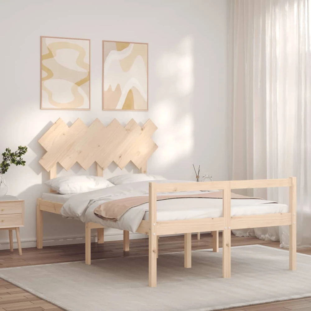 Lova senjorams su galvūgaliu, medienos masyvas, mažas dvivietis
