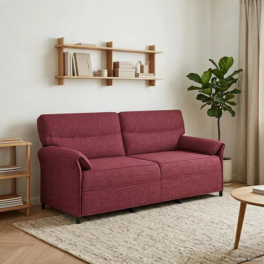 3-Vietis Sofa 3 vietos Vyno raudona 198 x 83 x 95 cm Audinys