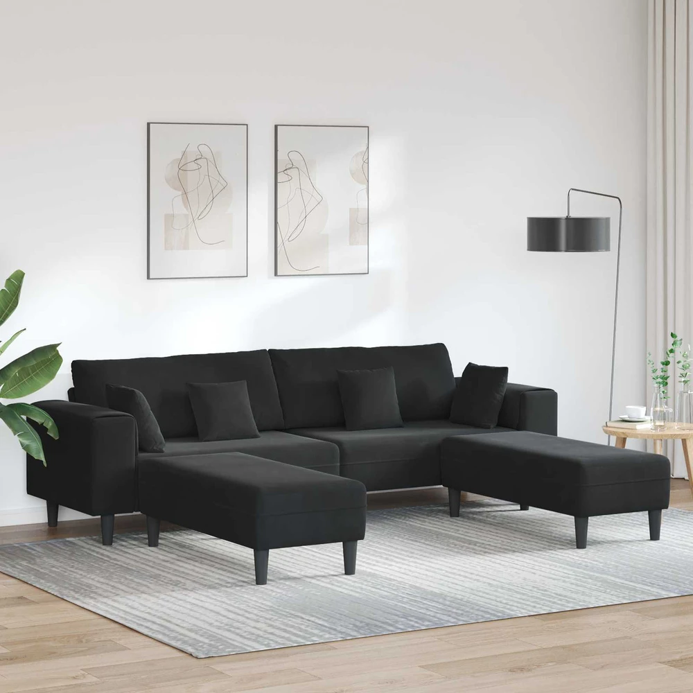 Sofa 3 vnt. Juoda Aksomas