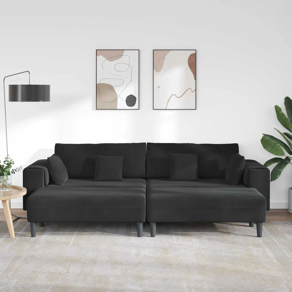 Sofa 3 vnt. Juoda Aksomas
