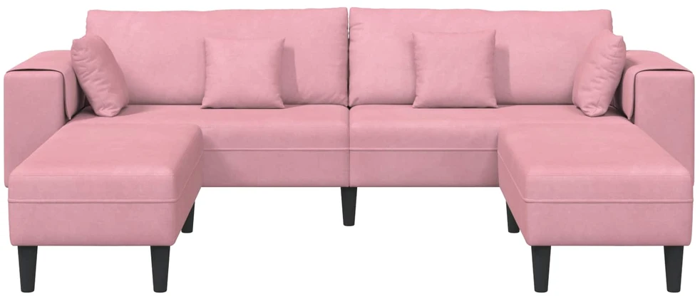 Sofa 3 vnt. Rožinė Aksomas