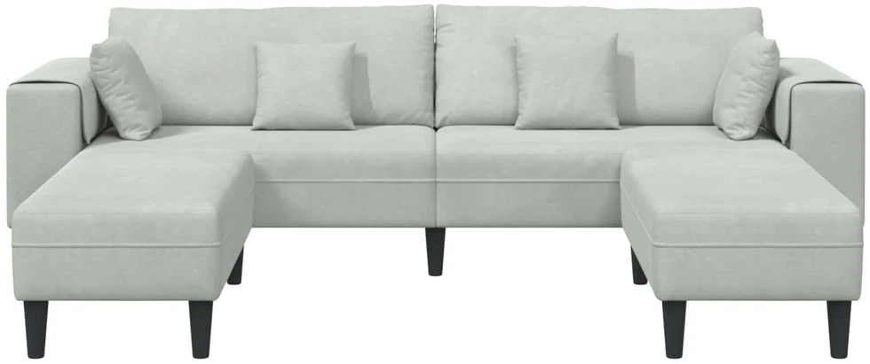 Sofa 3 vnt. Šviesiai pilka Aksomas