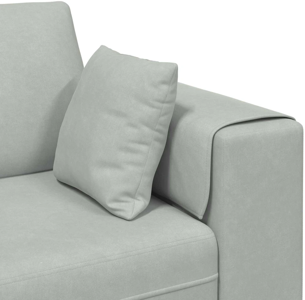 Sofa 3 vnt. Šviesiai pilka Aksomas