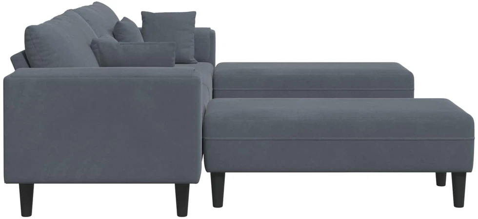 Sofa 3 vnt. Tamsiai pilka Aksomas