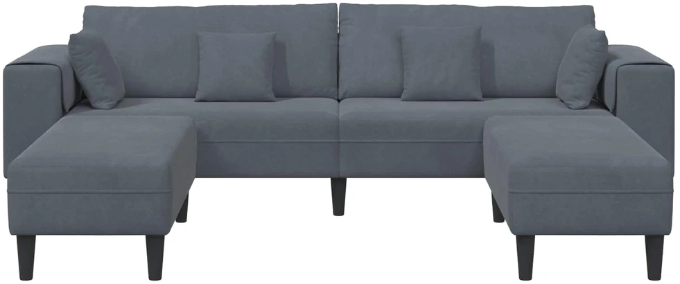 Sofa 3 vnt. Tamsiai pilka Aksomas