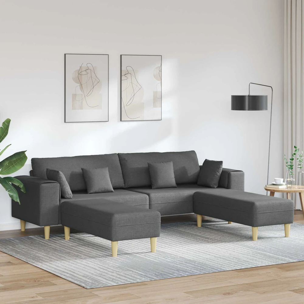 Sofa 3 vnt. Tamsiai pilka audinys