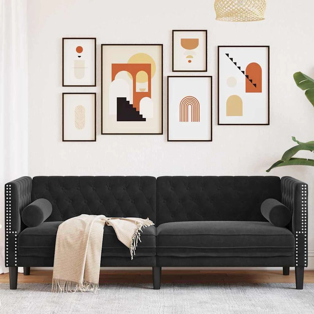 Sofa Juoda 194 x 74,5 x 70,5 cm Aksomas