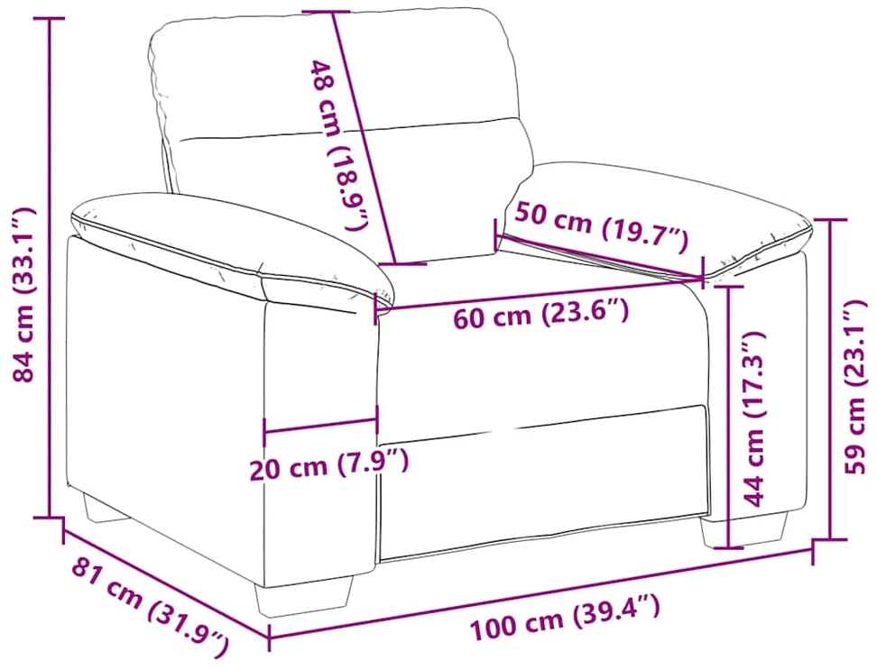 Sofa-kėdė, 100x81x84 cm, linas