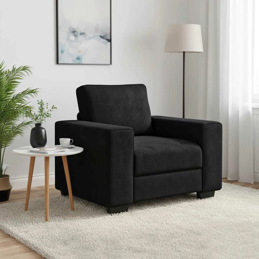 Sofa-kėdė, juoda, 100x77x82 cm, aksomas