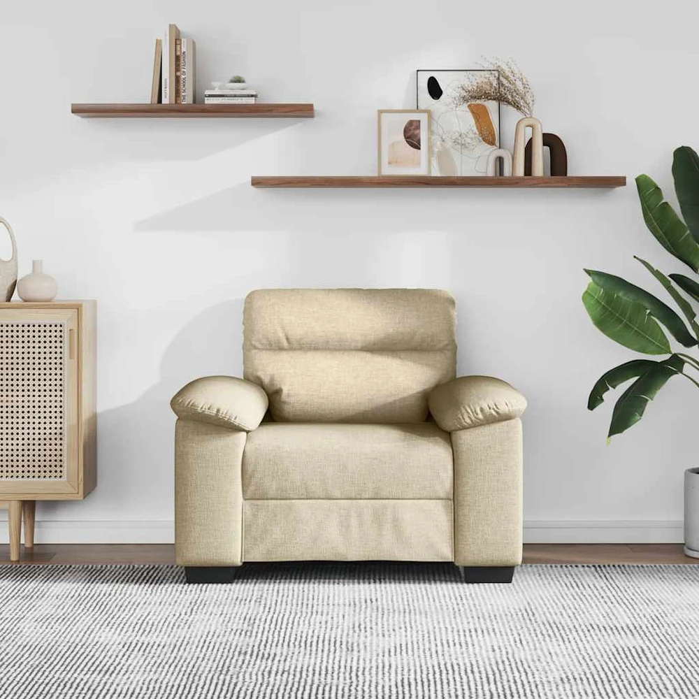 Sofa-kėdė, kreminės spalvos, 100x81x84 cm, audinys