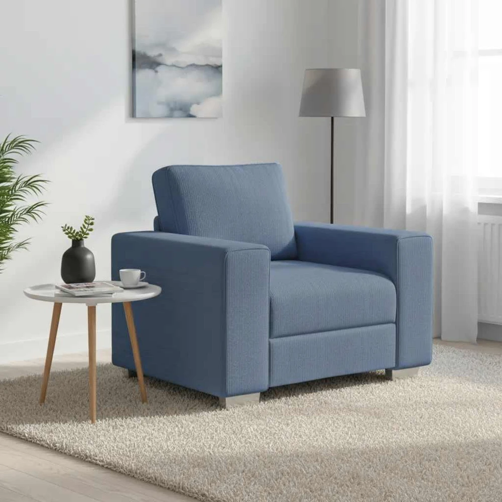 Sofa-kėdė, mėlyna, 100x77x82 cm, velvetas, audinys