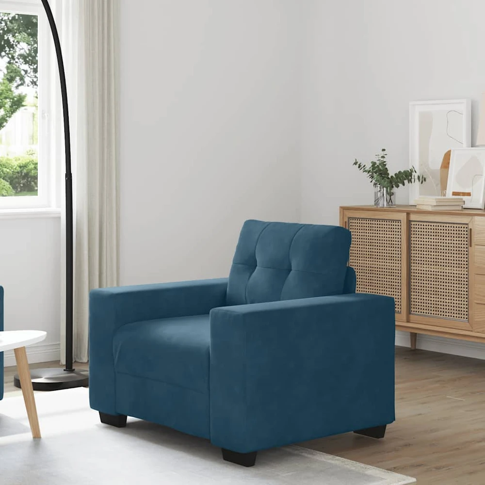 Sofa-kėdė, mėlyna, 100x78x80 cm, aksomas