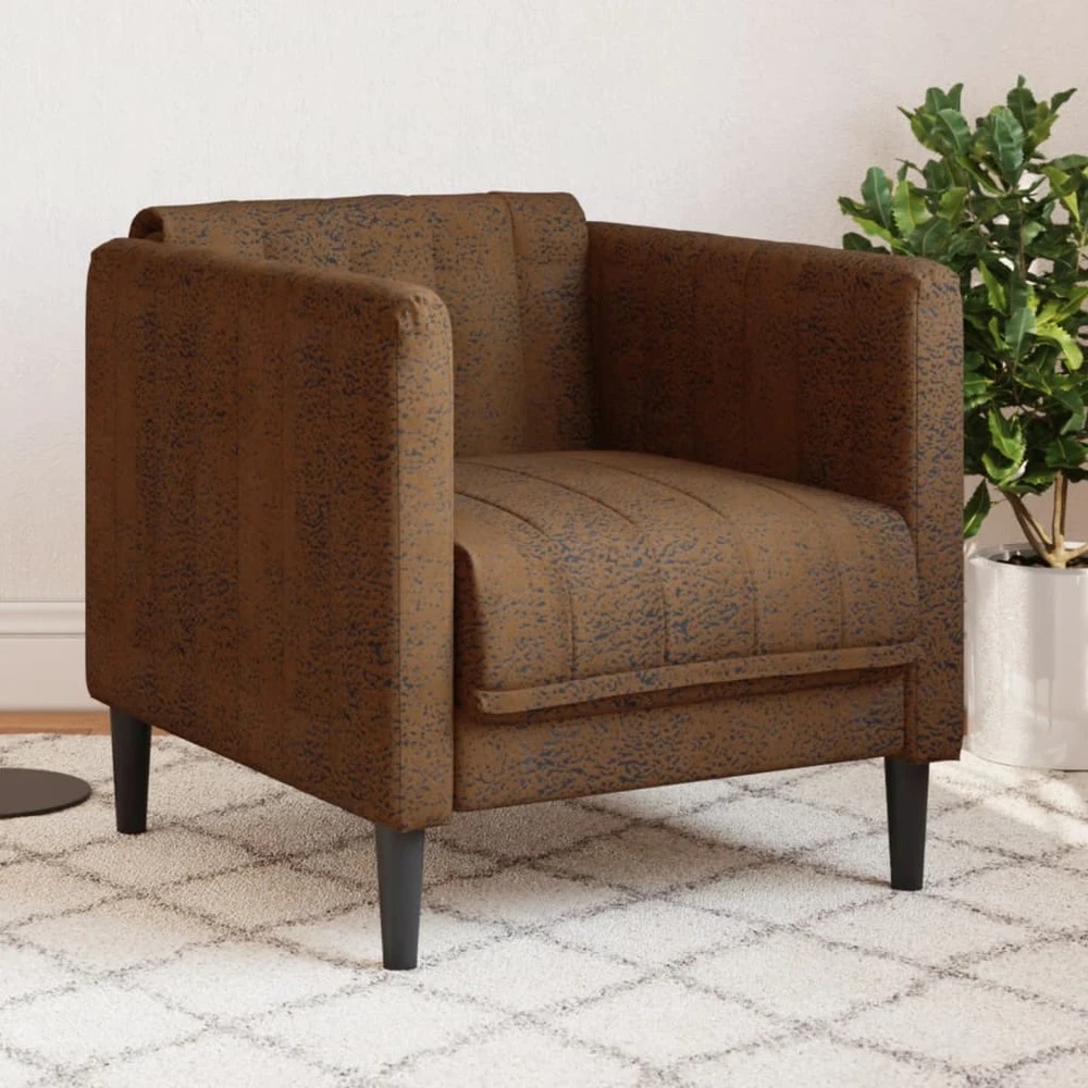 Sofa kėdė, rudos spalvos, dirbtinė versta oda