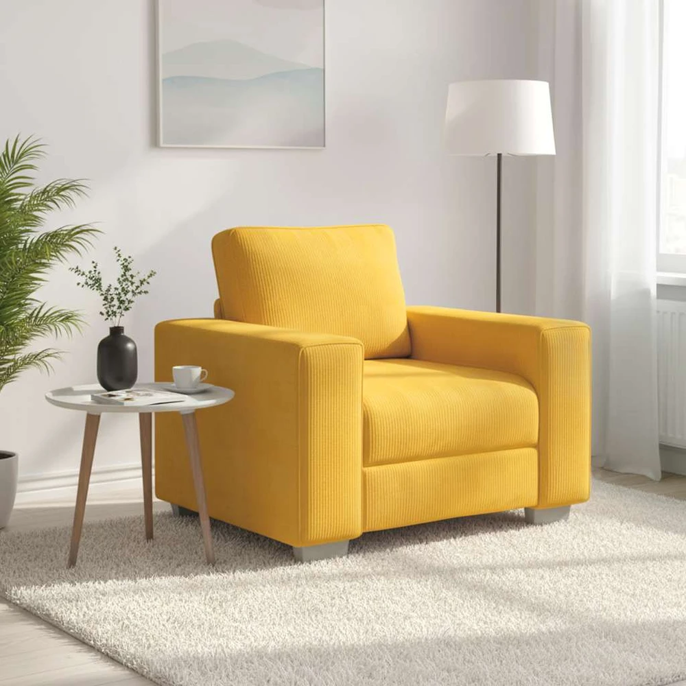 Sofa-kėdė, šviesiai geltona, 100x77x82 cm, velvetas, audinys