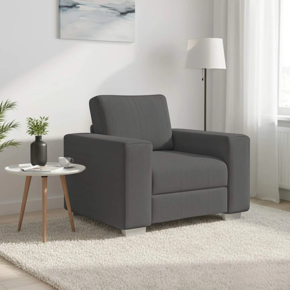 Sofa-kėdė, tamsiai pilka, 100x77x82 cm, velvetas, audinys