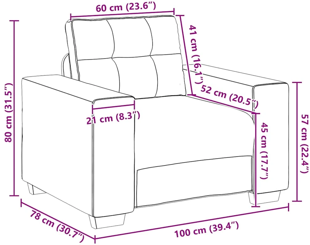 Sofa-kėdė, tamsiai pilka, 100x78x80 cm, audinys