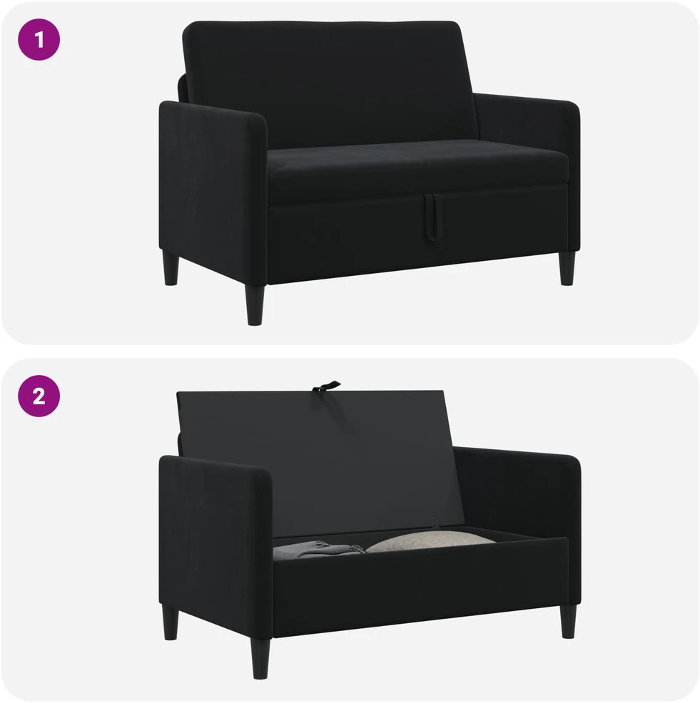 Sofa su saugojimo vieta Juoda 122 x 78 x 87 cm Poliesteris