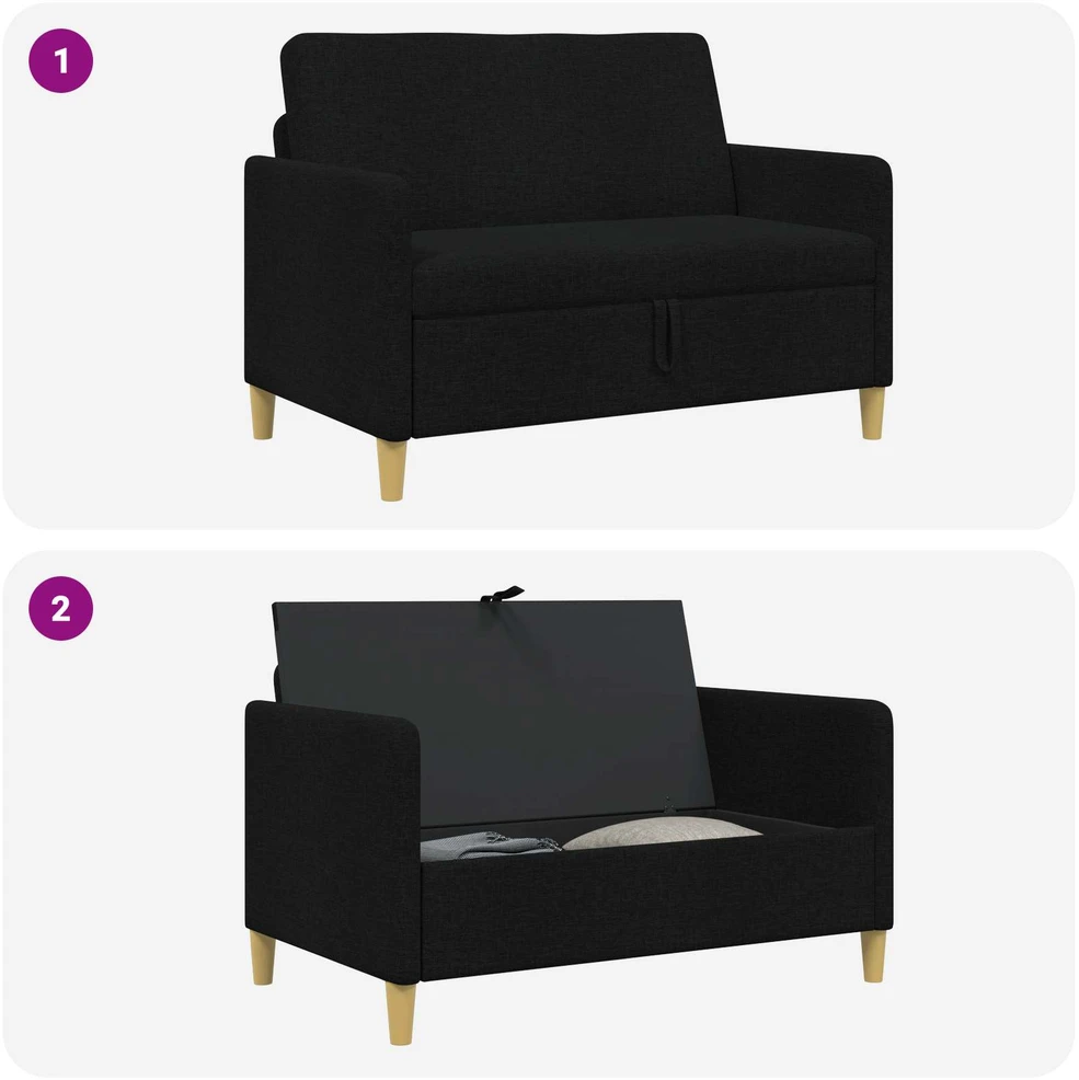 Sofa su saugojimo vieta Juoda 122 x 78 x 87 cm Poliesteris