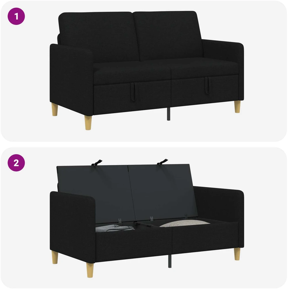 Sofa su saugojimo vieta Juoda 152 x 78 x 87 cm Poliesteris