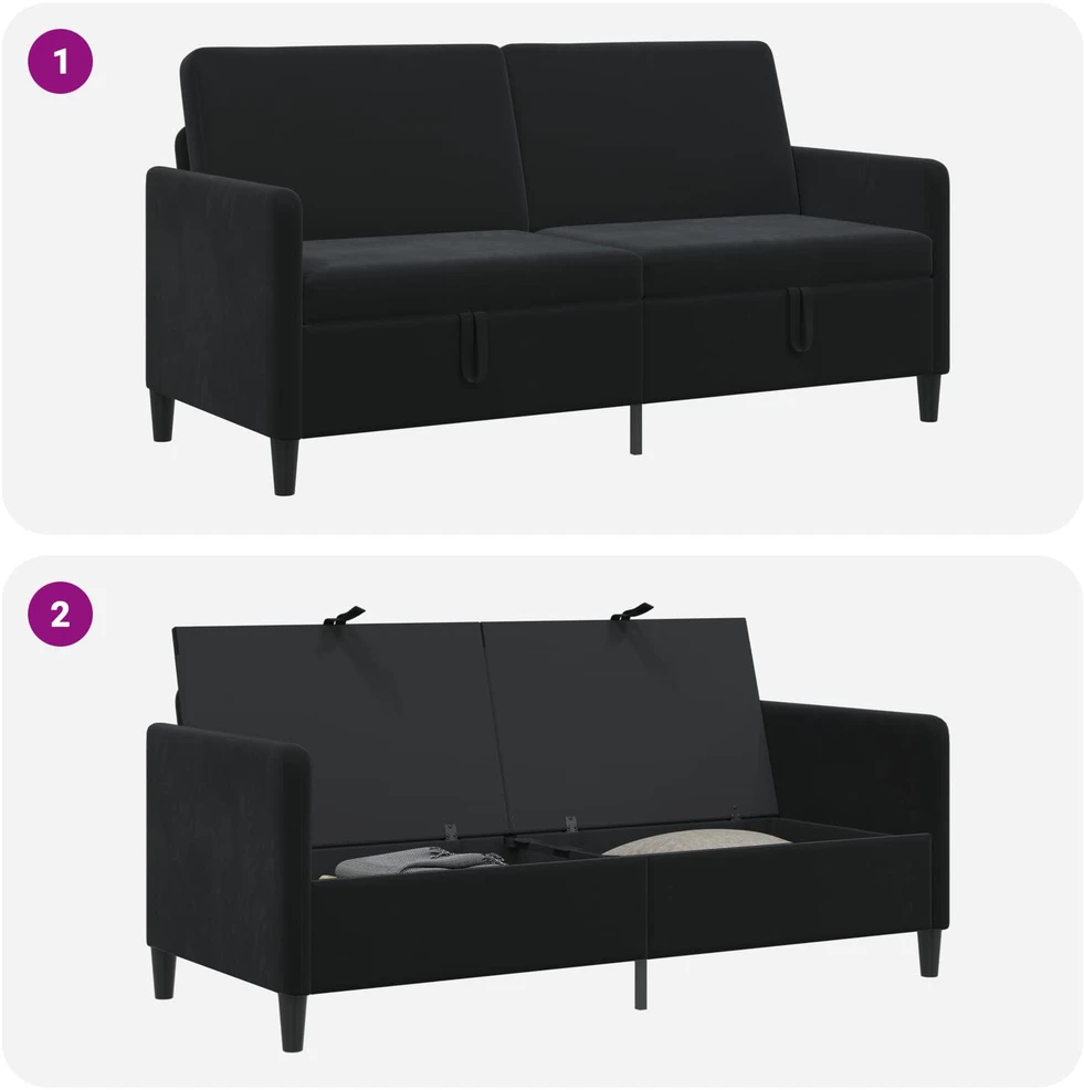 Sofa su saugojimo vieta Juoda 172 x 78 x 87 cm Poliesteris