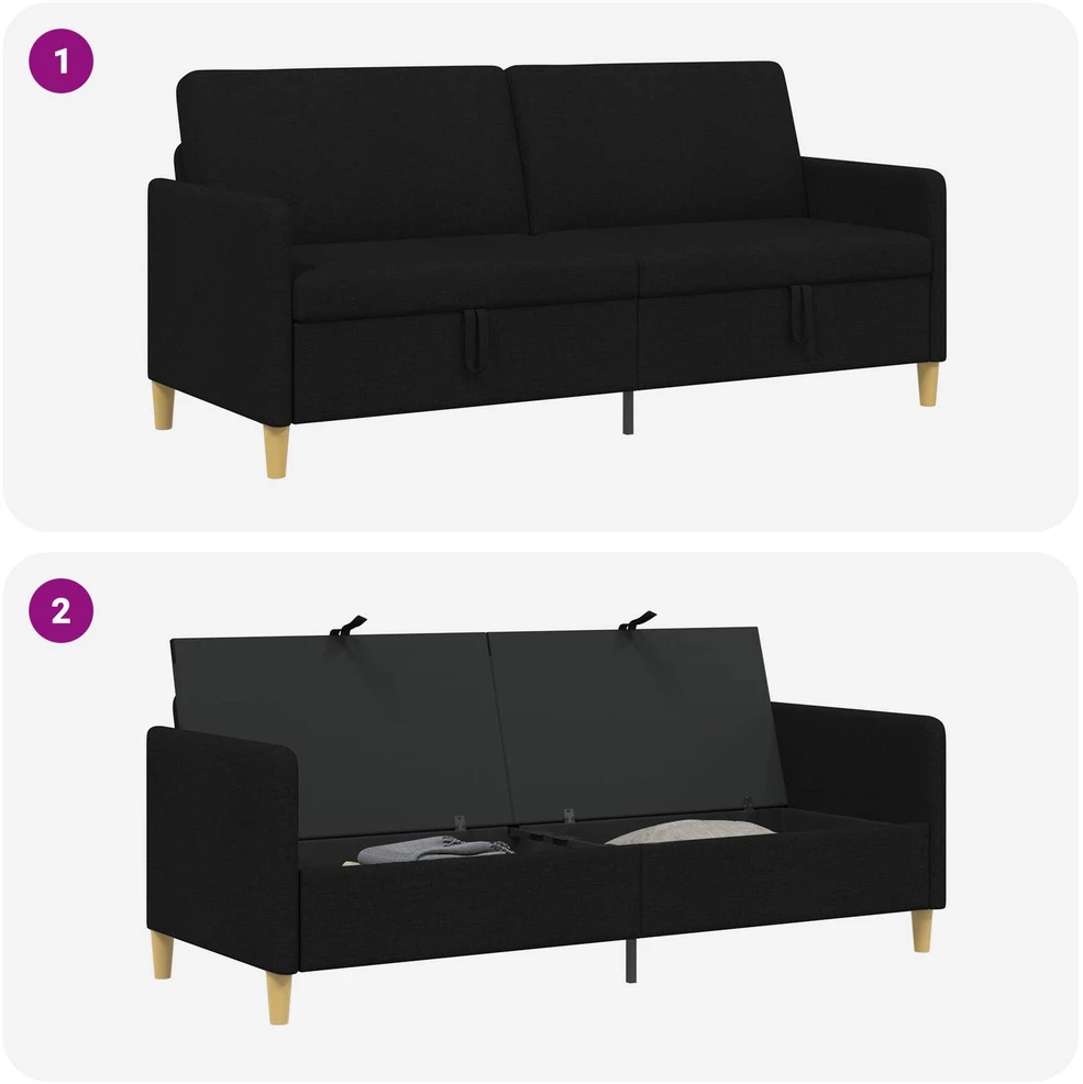 Sofa su saugojimo vieta Juoda 192 x 78 x 87 cm Poliesteris