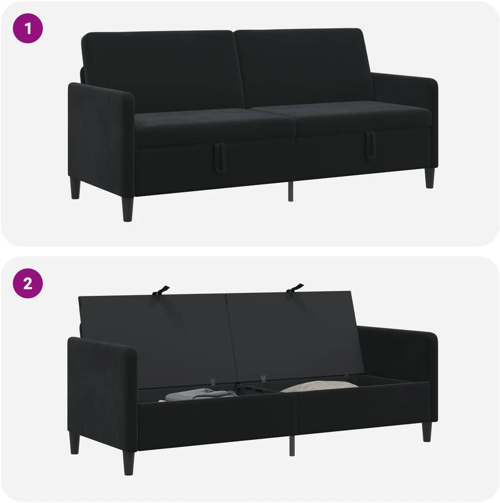 Sofa su saugojimo vieta Juoda 192 x 78 x 87 cm Poliesteris