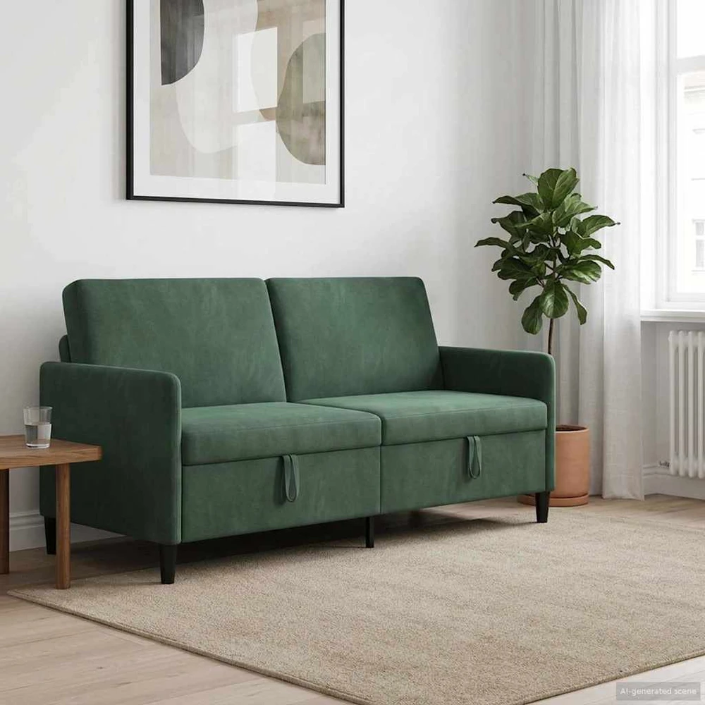 Sofa su saugojimo vieta Jūrinė žalia 192 x 78 x 87 cm