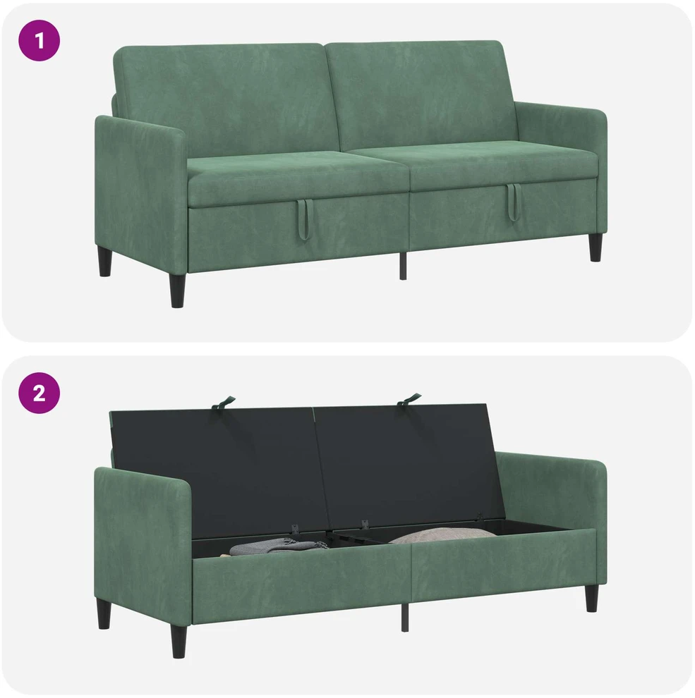 Sofa su saugojimo vieta Jūrinė žalia 192 x 78 x 87 cm