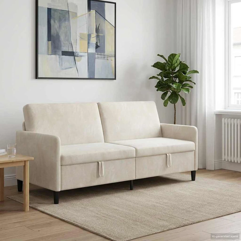 Sofa su saugojimo vieta Kreminė 192 x 78 x 87 cm Poliesteris