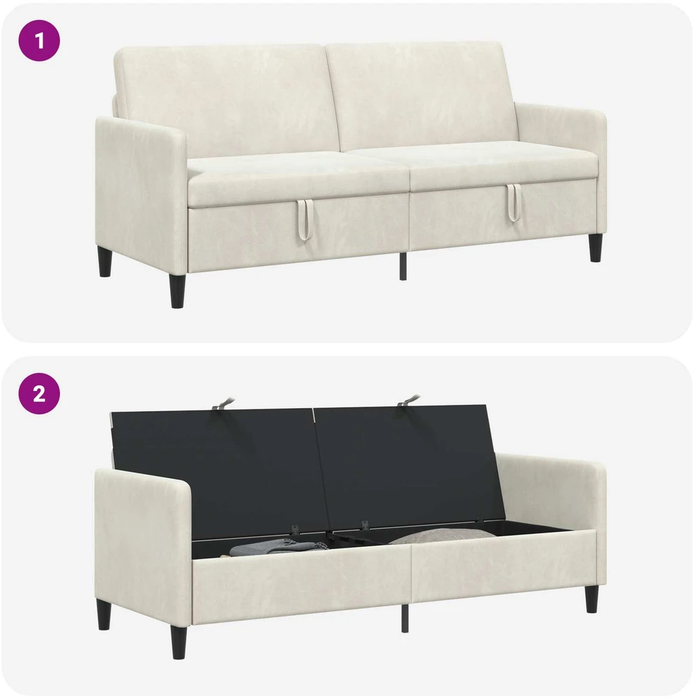 Sofa su saugojimo vieta Kreminė 192 x 78 x 87 cm Poliesteris